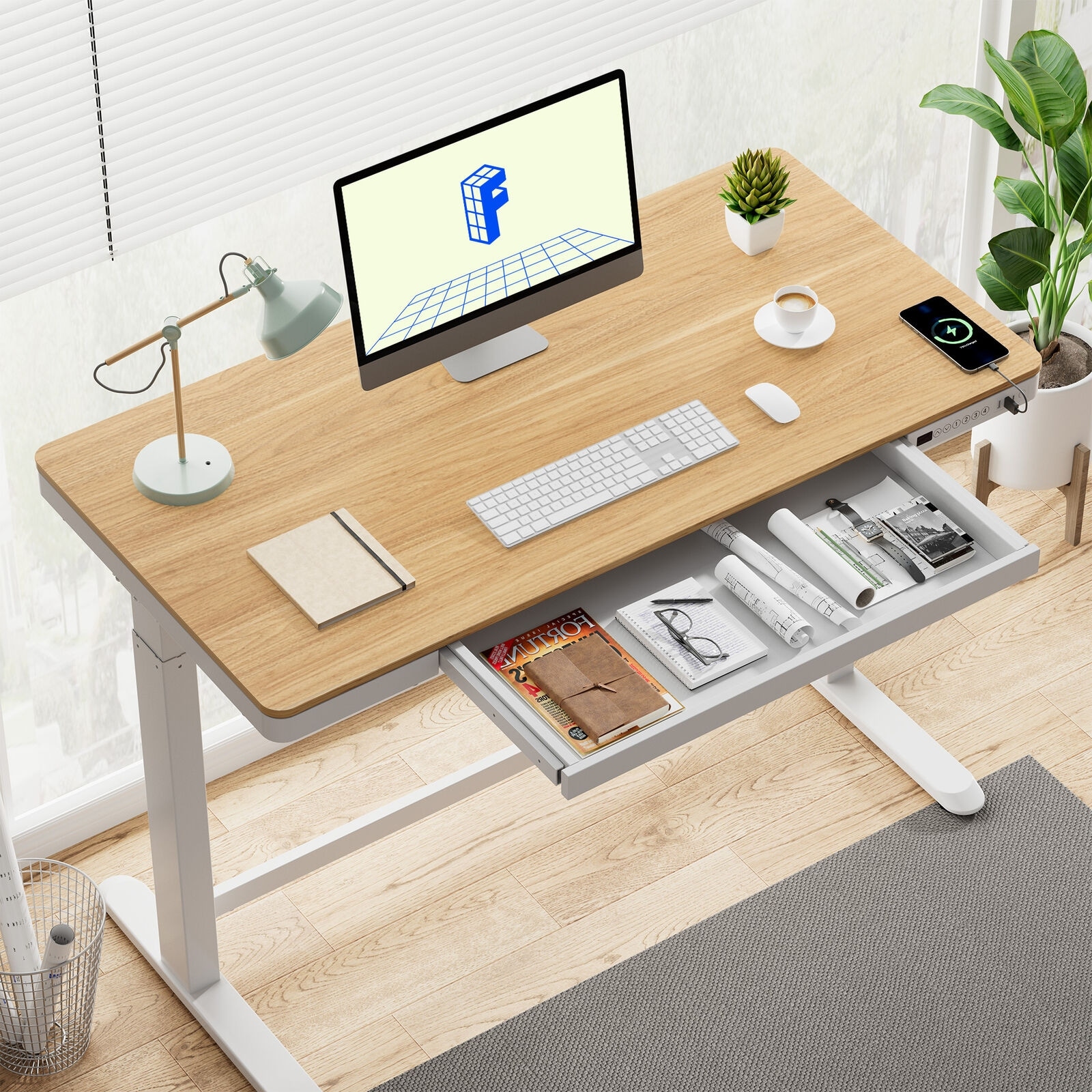  FLEXISPOT Electric Standing Desk 48 x 24 Inches Seamless Solid  Slab Height Adjustable Desk Electric Stand Up Desks for Home Office  Adjustable Height Desk (Silver Frame + 48 in Blacktop) : Home & Kitchen