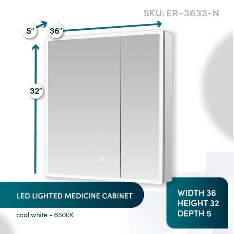 AQUADOM Edge Royale Bathroom Led Lighted Medicine Cabinet Defogger, 3X LED Adjustable Magnifying Mirror, Electrical Outlets.