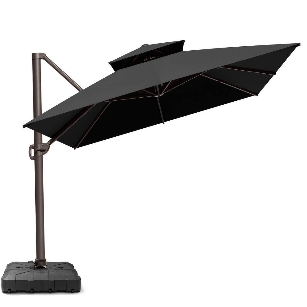Outdoor Patio 10 x 13FT Aluminum Cantilever Umbrella Double Top With Wheel Base