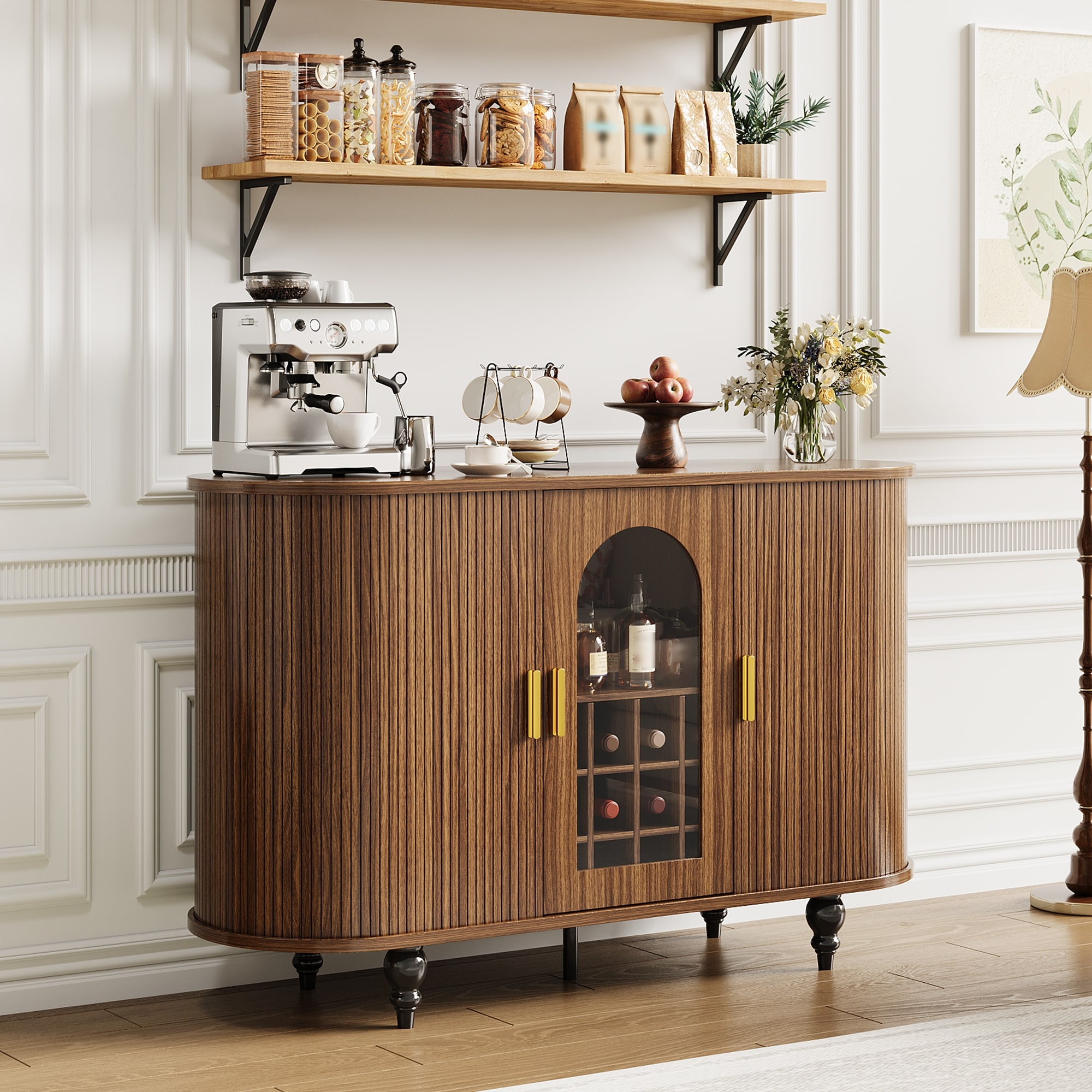 Garvee Bar Cabinet with Storage, Liquor Bar Cabinet with Sliding Door