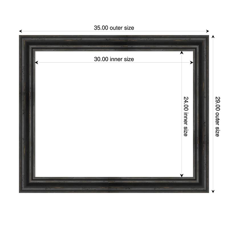 Amanti Art Rustic Pine Black Framed Dry Erase Magnetic Board - 35 x 29 in - Rustic Pine Black