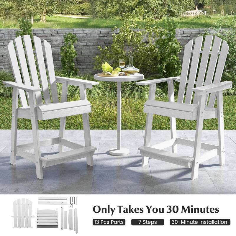 Costway 1/2/4 PCS Tall Bar Stool HDPE Patio Chair with Armrest