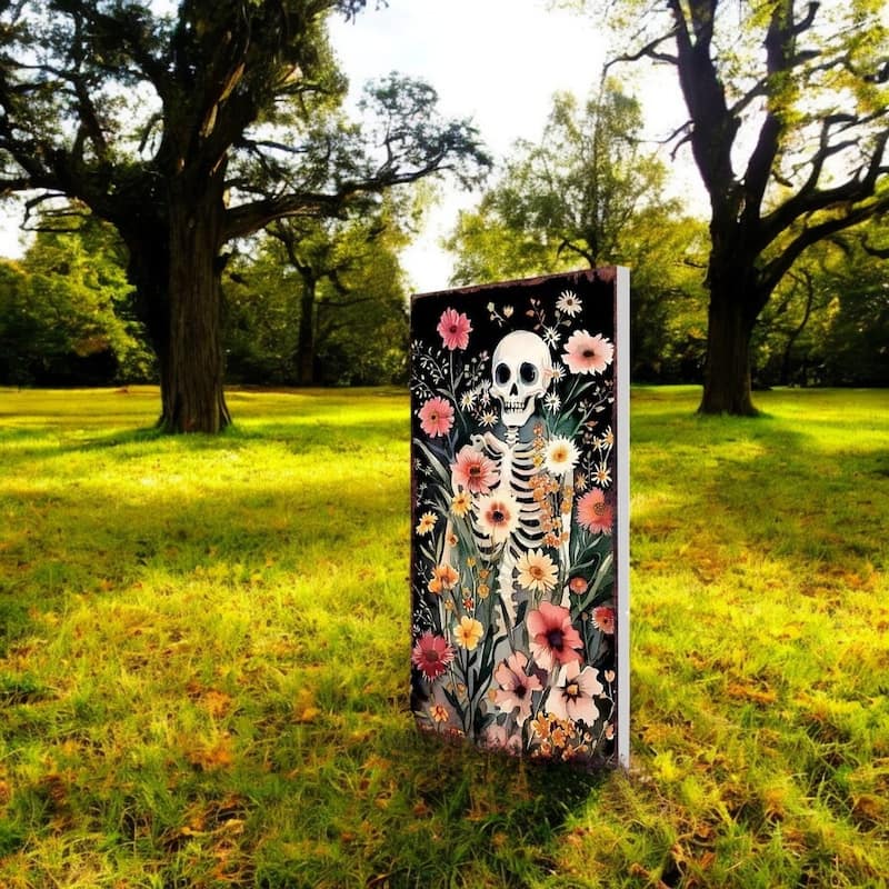 HomeRoots 10" Black And Orange Halloween Pumpkin Solid Wood Garden Stake - Orange/Black - Wood