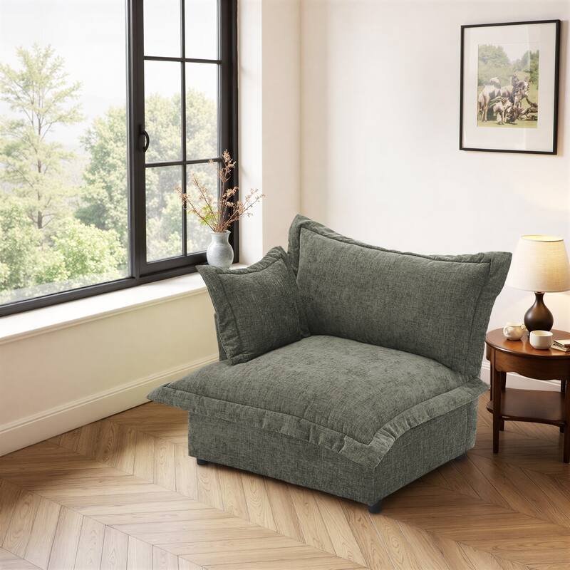 40"W Oversized Upholstered Chenille Comfy Cloud Corner Accent Chair