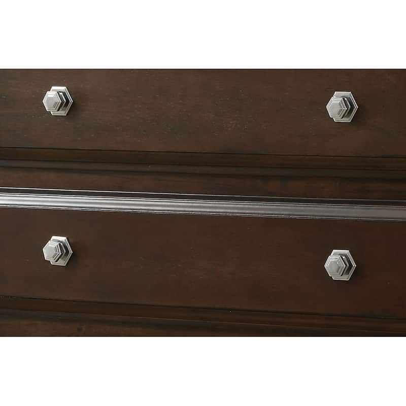Hazelo Transitional Cherry Solid Wood 5-Drawer Chest by Furniture of America