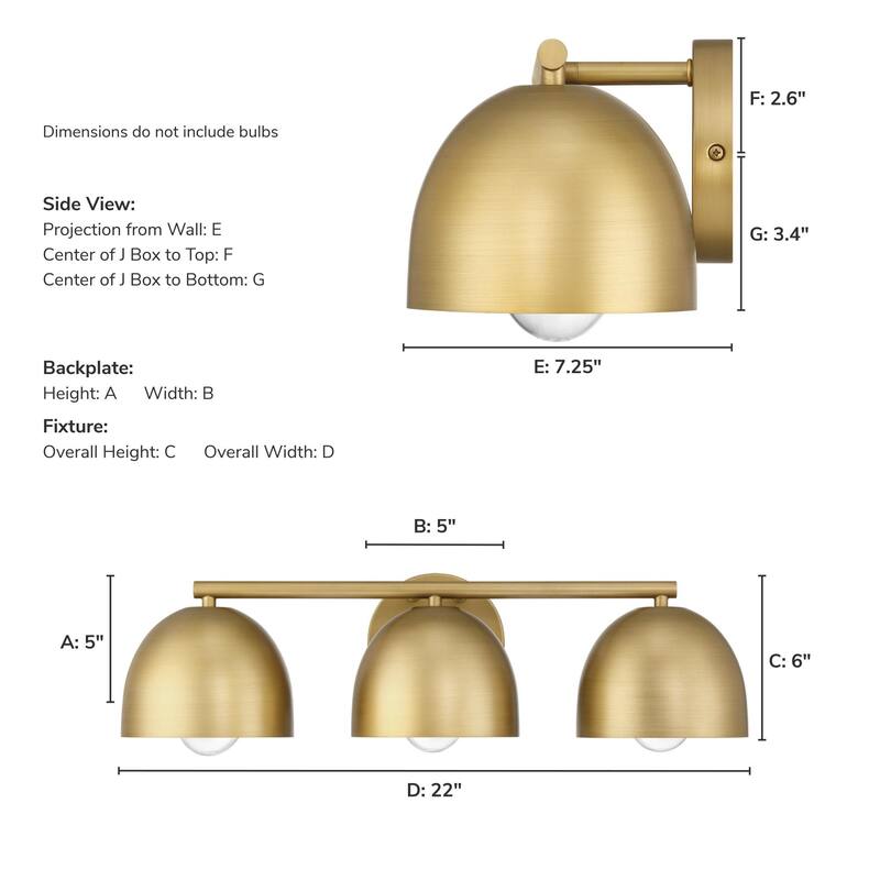 Hunter Erling 3-Light Bathroom Vanity Wall Light - Modern, Contemporary, Transitional