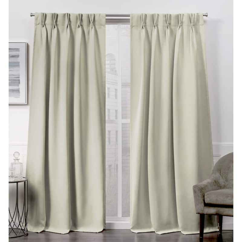 ATI Home Sateen Twill Woven Room Darkening Blackout Pinch Pleat/Hidden Tab Top Curtain Panel Pair - 30x84 - Linen