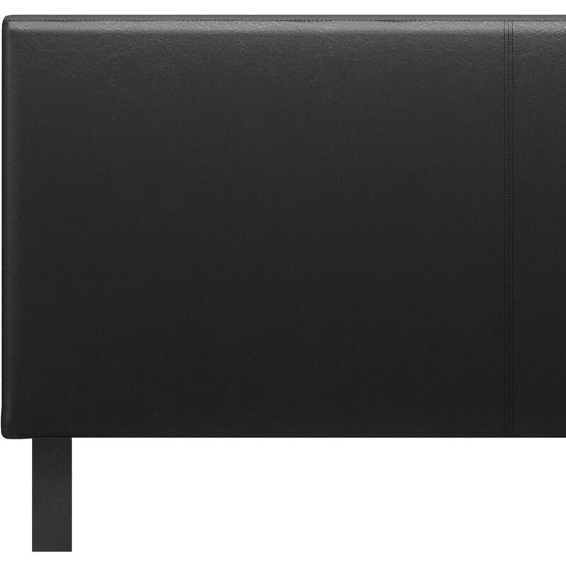 King Bed Frame Upholstered Black PU Leather Platform Bed Modern Glam Style