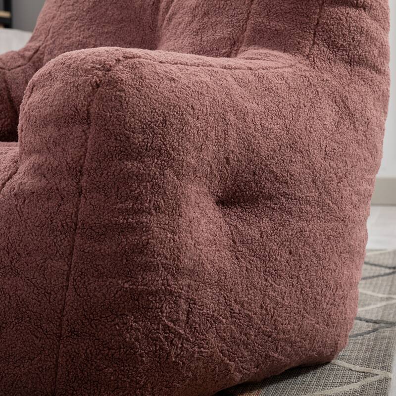 Soft Tufted Foam Bean Bag Chair With Teddy Fabric