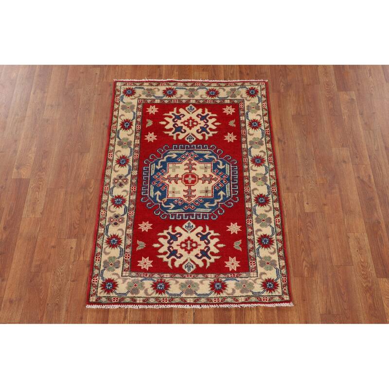 Traditional Red Kazak Foyer Rug Handmade Wool Carpet - 2'8" x 3'10"