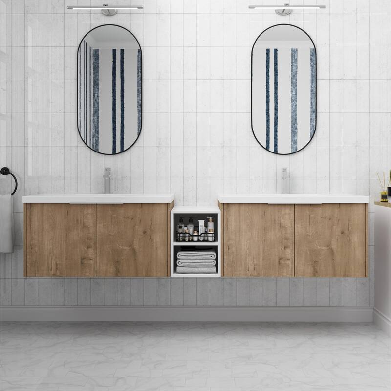 ARTCHIRLY 24/36/48/60/72/84 Inch Bathroom Vanity with Sink, Floating Bathroom Vanity with Soft Close Door and Shelf
