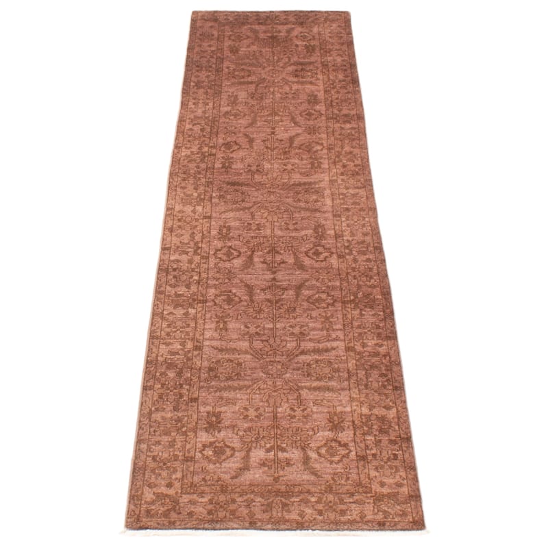 ECARPETGALLERY Hand-knotted Vibrance Chocolate Wool Rug - 2'6 x 9'7