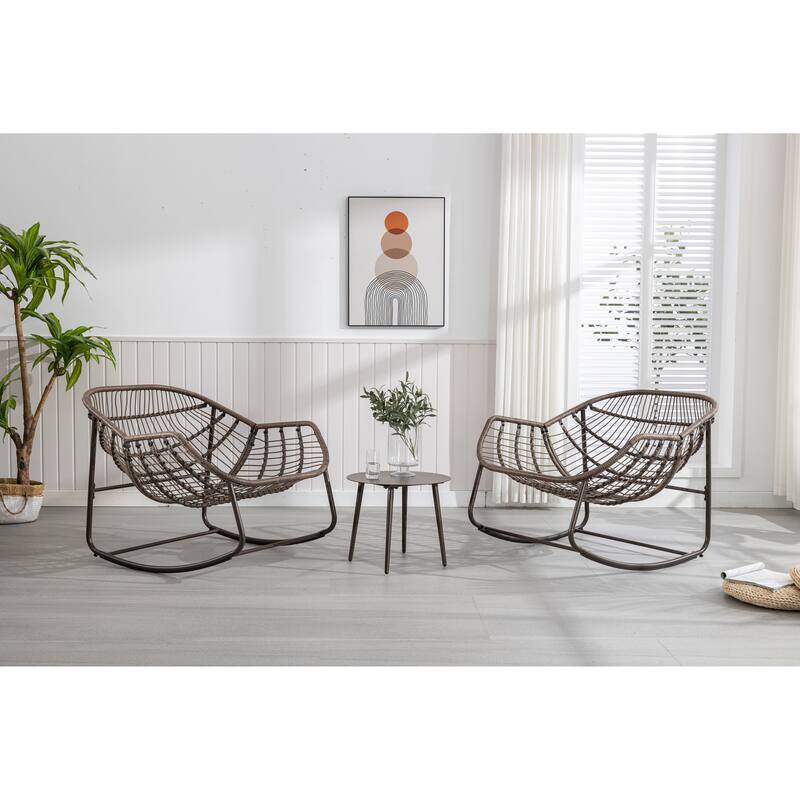 Navy Blue 37.2" Rocking Chair with Steel Frame