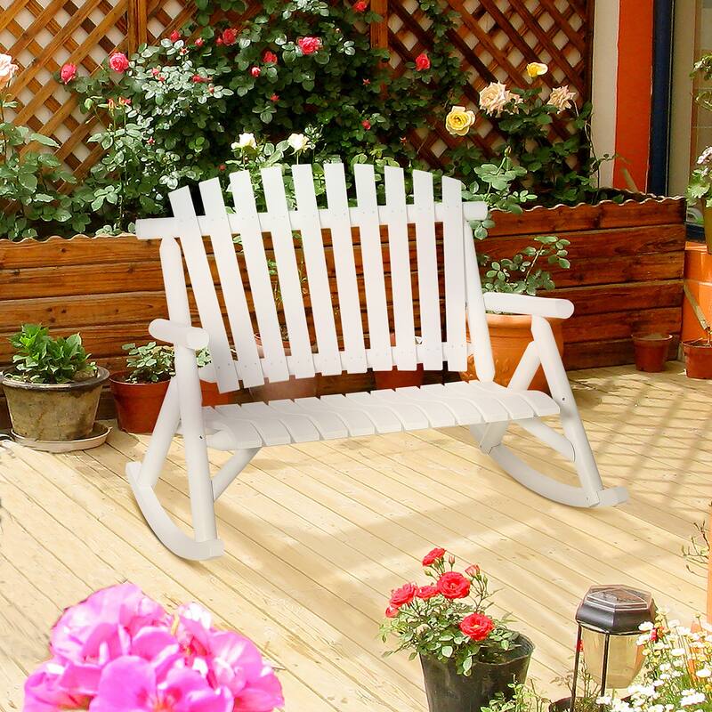 Outsunny Outdoor Wooden Rocking Chair (Excluding the table)