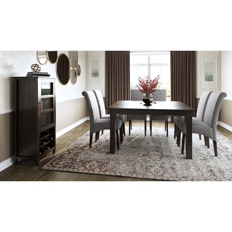 WYNDENHALL Franklin Transitional 9 Pc Dining Set with 6 Upholstered Dining Chairs and 54 inch Wide Table