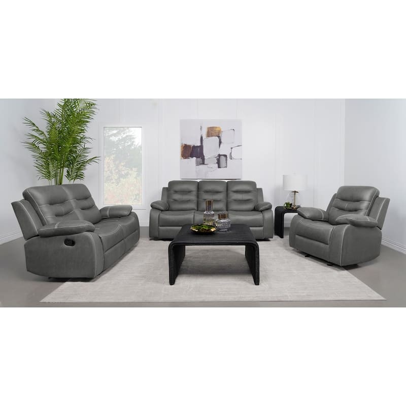 Kenneth Dark Grey Upholstered Motion Reclining Sofa