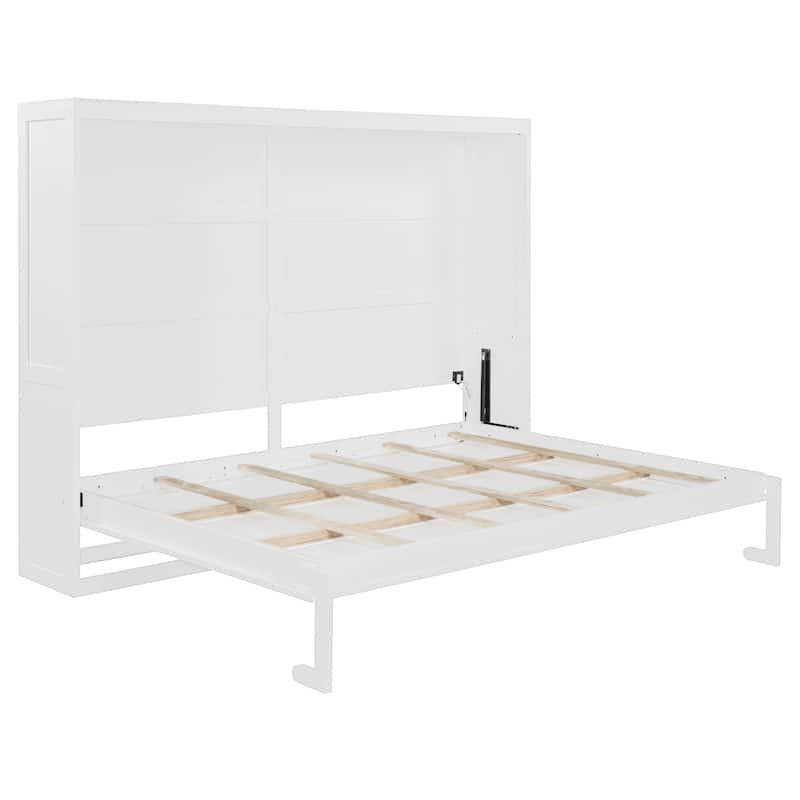 Queen Size Murphy Bed Wall Bed Modern design with LED Lights