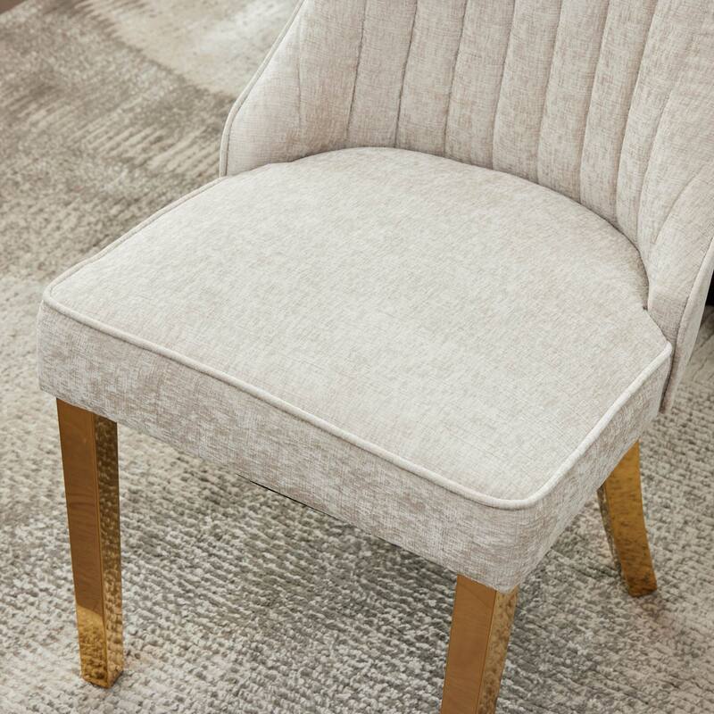 Rayon Cloth Flocking Chenille Dining Chairs Channel Kitchen Dinner Chair Comfy Fabric Upholstered Accent Chair