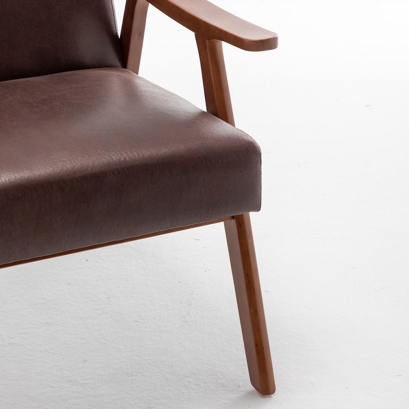 Dark Brown Side Chair Reception Chair with Wood Legs, Leather Chair Office Chair Arm Chair Coffee Chair