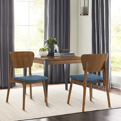 Kalia Mid-Century Modern Upholstered Wood Dining Chairs - Set of 2