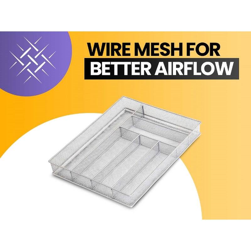 YBM Home Mesh 5-part In-drawer Cutlery, Utensil, and Flatware Organizer