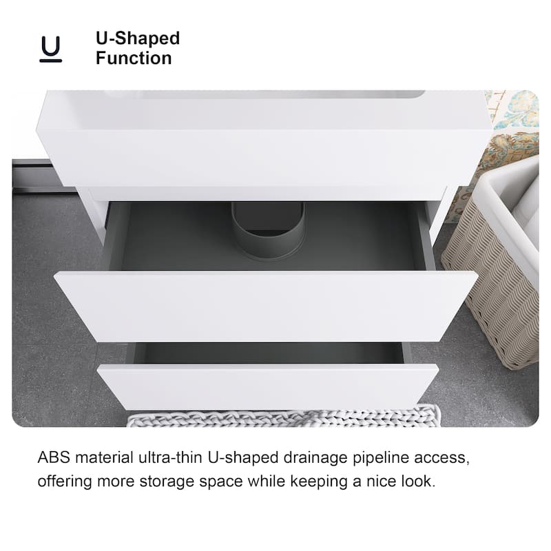 Floating Bathroom Vanity with Solid Surface Top