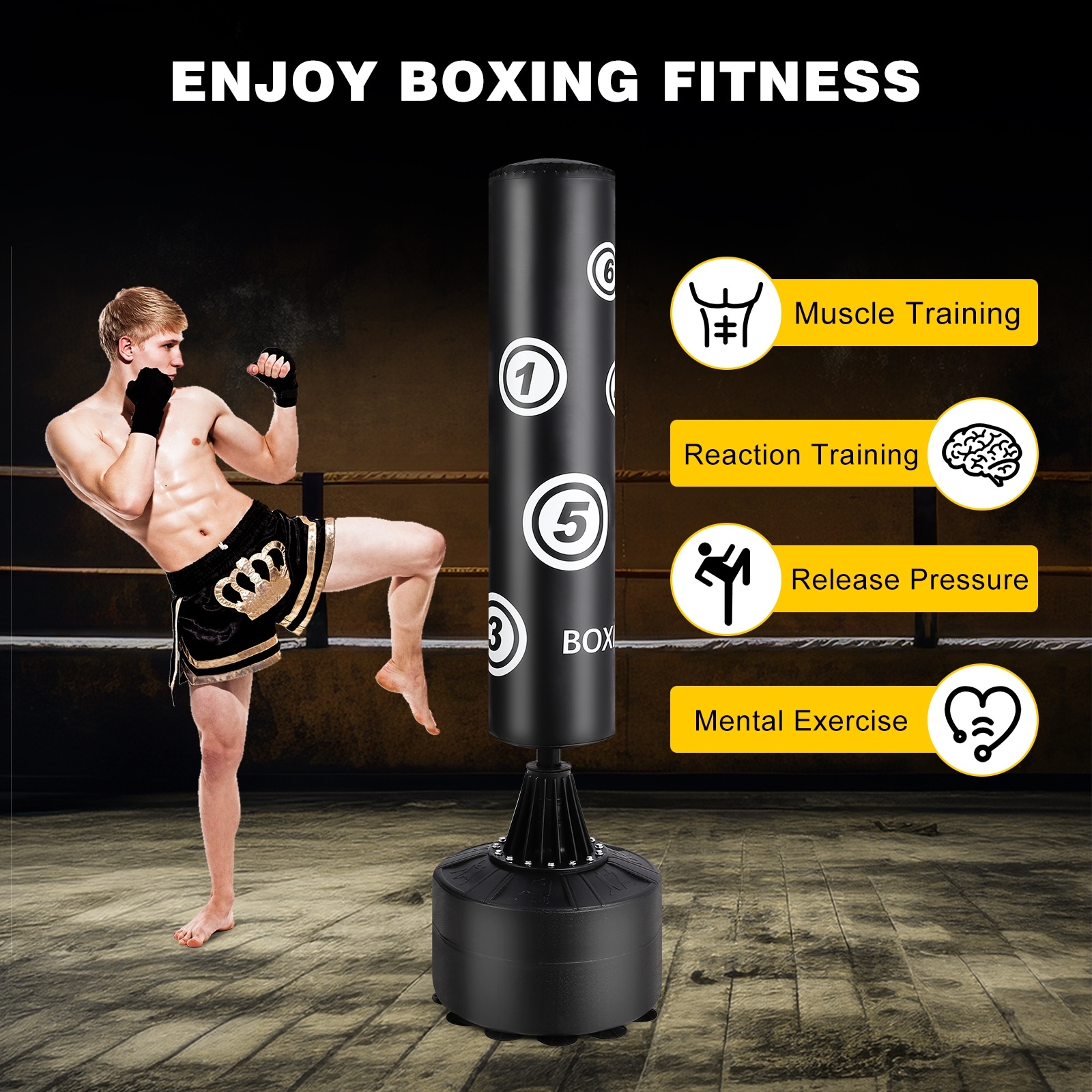 Freestanding Punching Bag with Stand for Home Office Gym Bed