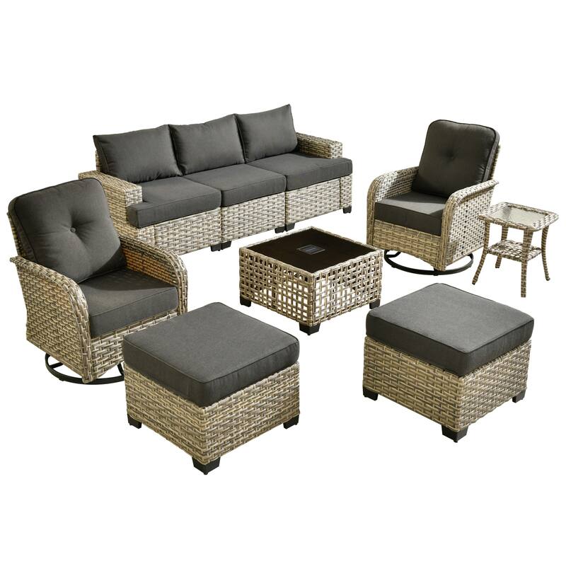 HOOOWOOO 9-piece Patio Swivel Chair Conversation Set