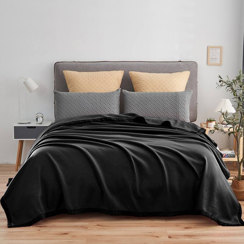 All Seasons Year Round Sheet Blanket with Satin Hem - King - Black