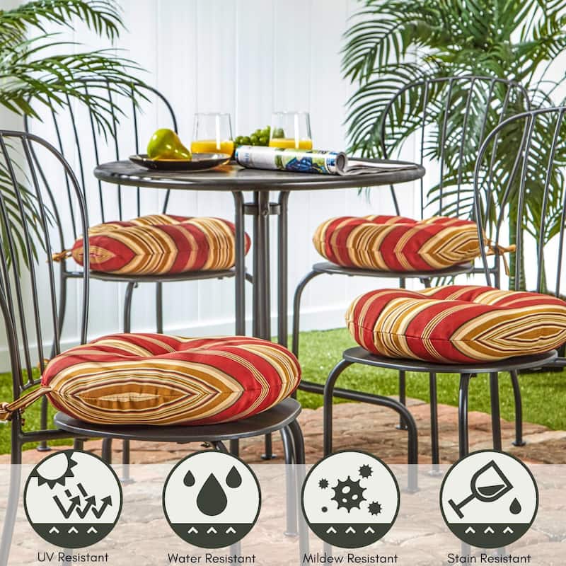 Outdoor 15-inch Roma Stripe Bistro Chair Cushions (Set of 2)