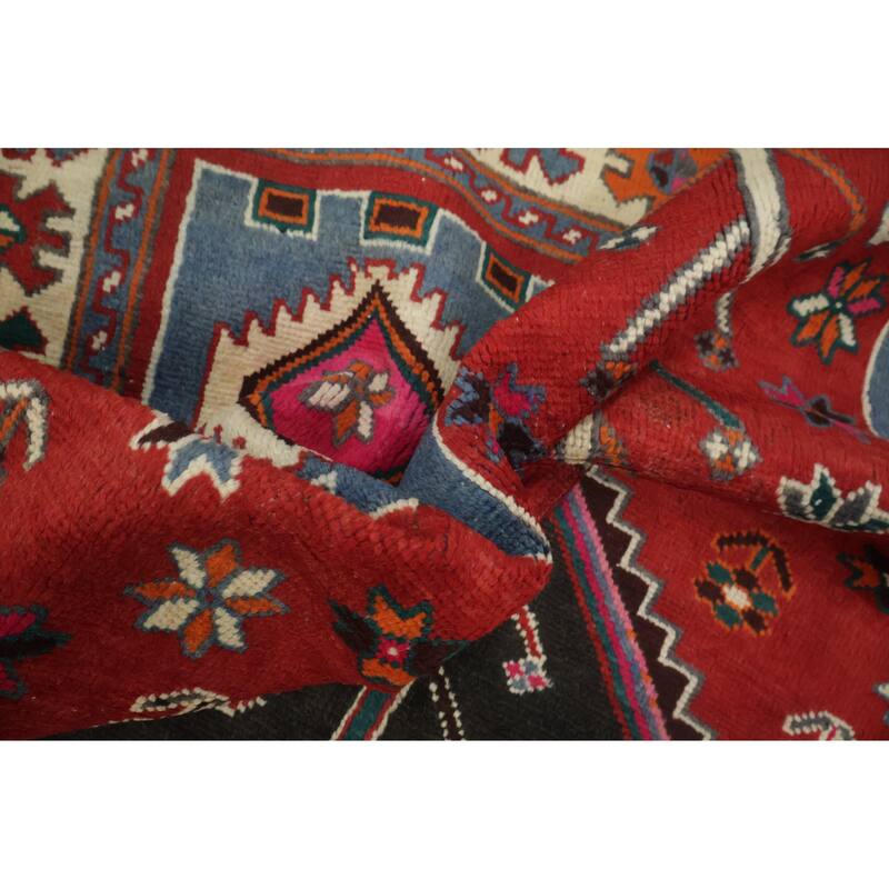 Hand Knotted Oriental 100% Wool Carpet Traditional Tribal Red Bakhtiari Area Rug - 9' 1'' X 4' 10''