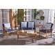 preview thumbnail 18 of 117, SAFAVIEH Fontana 4-piece Acacia Solid Wood Outdoor Conversation Patio Set Natural/Navy