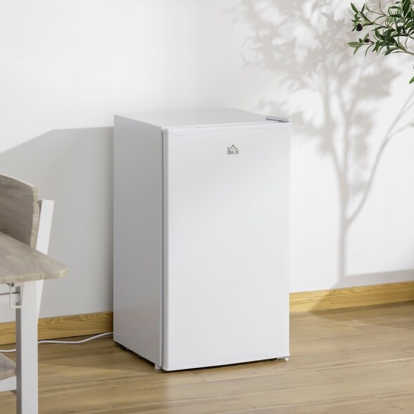 Homcom Compact White Mini Fridge with Freezer Adjustable Shelf Mechanical Thermostat Reversible Door Aosom Canada