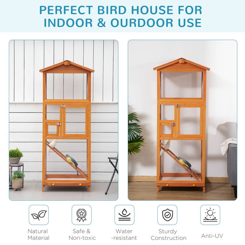 Large Vertical Bird Cage with Strong Wire and Fir Wood Frame