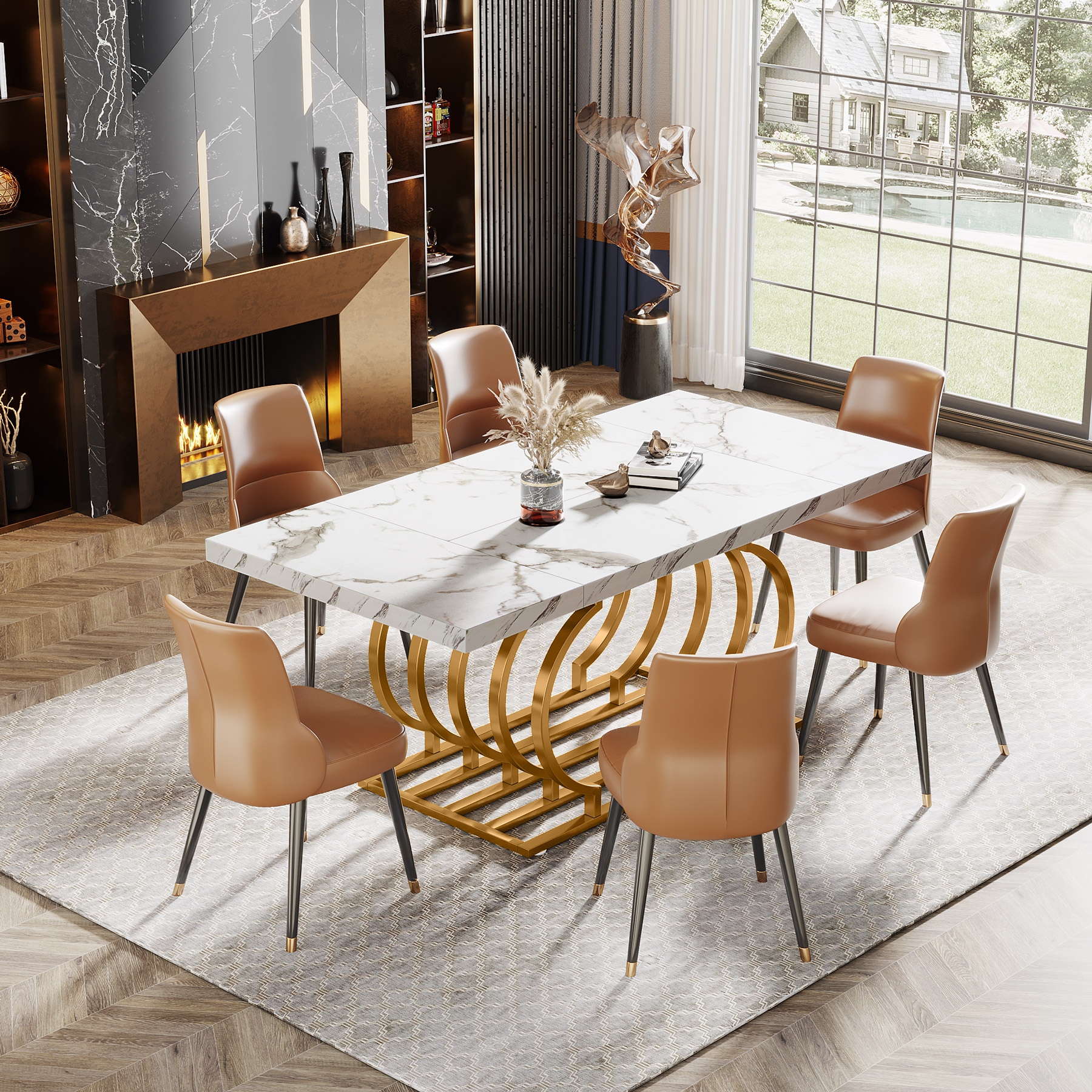 Faux marble sales dining room table