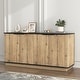 preview thumbnail 2 of 12, Metal Rounded Corner Design Sideboard Buffet Storage Cabinet, Living Room Accent Cabinet TV Cabinet Media Console Table