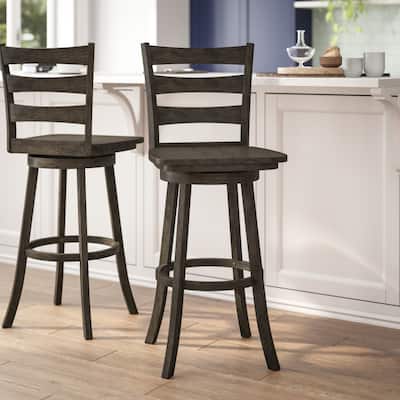 Commercial Grade Traditional Ladderback Wooden Swivel Barstool