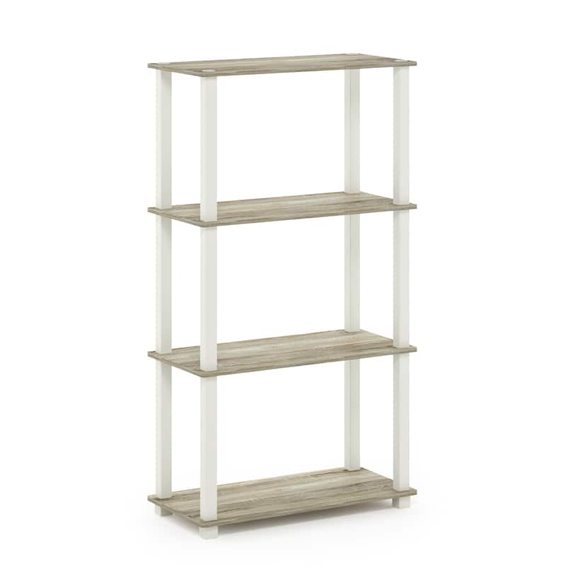 4 Tiers Wood Household Shelving Unit in Oak/White (23.58 in. W x 43.27 in. H x 11.61 in. D) - 23.58