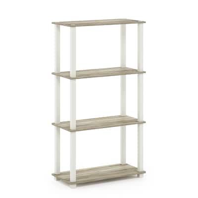 4 Tiers Wood Household Shelving Unit in Oak/White (23.58 in. W x 43.27 in. H x 11.61 in. D) - 23.58