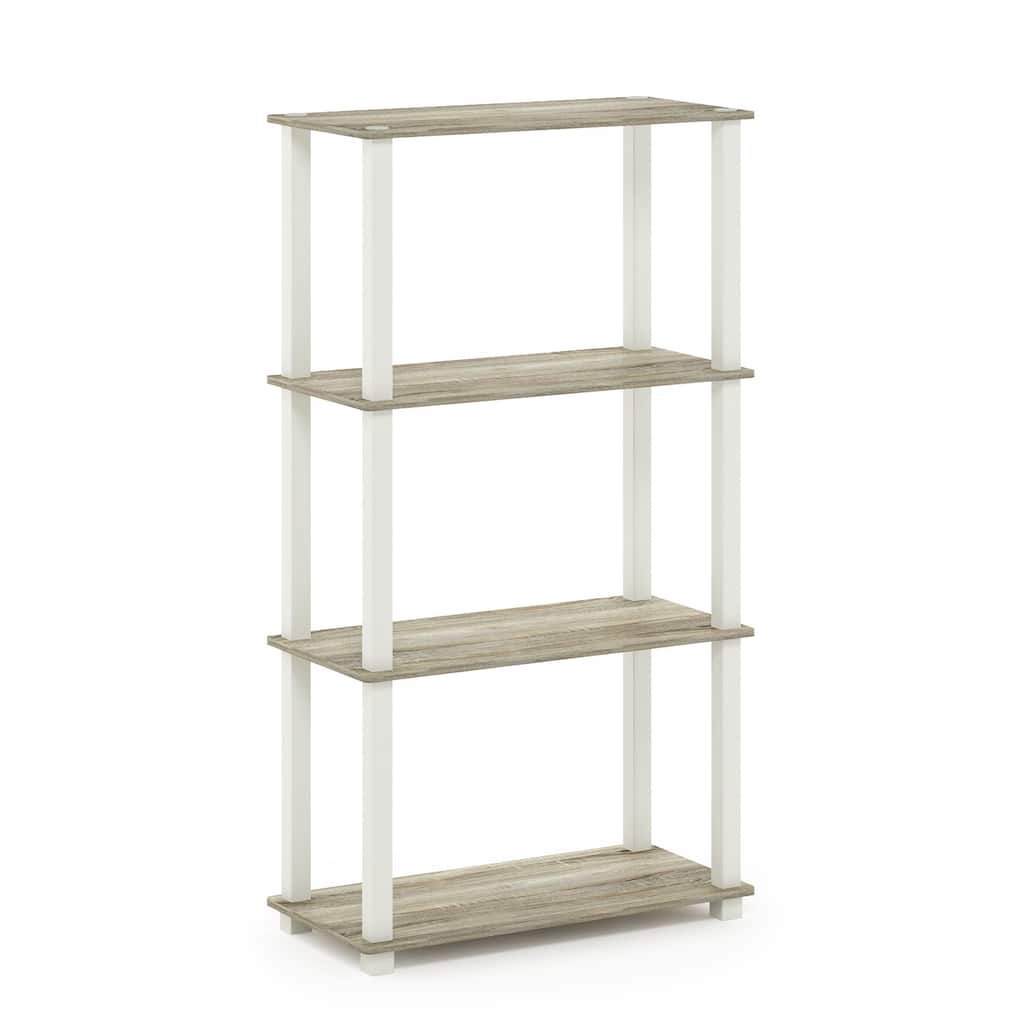 4 Tiers Wood Household Shelving Unit in Oak/White (23.58 in. W x 43.27 in. H x 11.61 in. D) - 23.58
