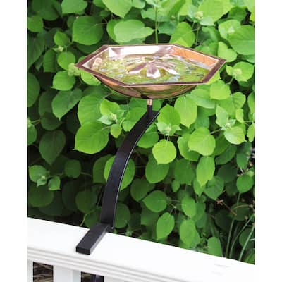 Achla Designs Hexagonal Bee Fountain & Birdbath w/Rail Mount Bracket, 11.25 Inch Wide, Copper Plated Finish