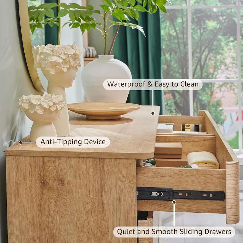 Modern 8 Drawer Dresser for Bedroom, Handle-less Wooden Dressers