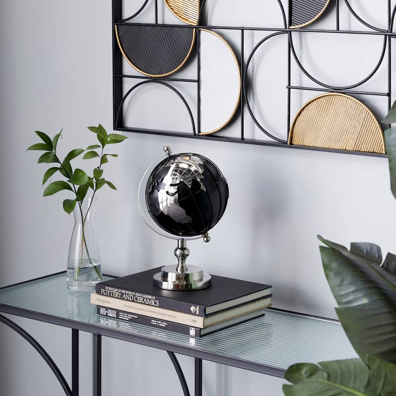 Black Aluminum Globe with Silver Accents