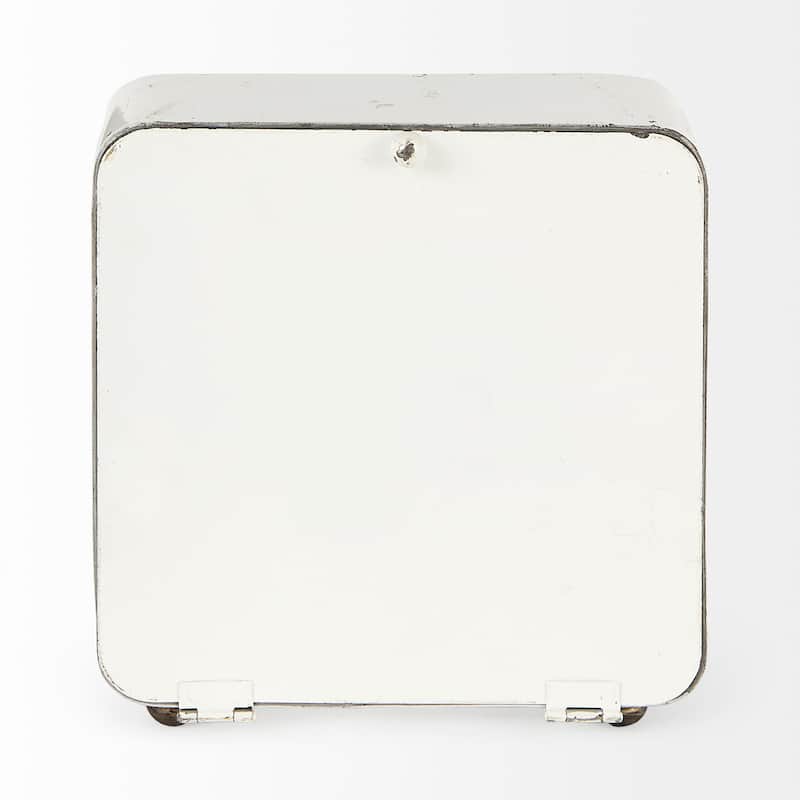 Karl White Iron Rounded Square Table Clock - 8"W x 2.7"D x 8.7"H