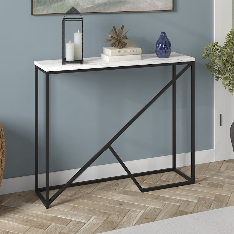 Stella 36" Wide Console Table with Faux Marble Top - Blackened Bronze/Faux Marble
