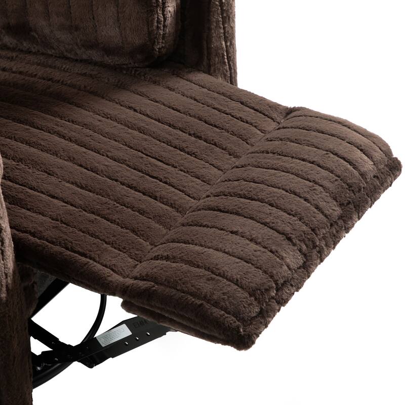 Furniture of America Jorvien Modern Chenille Power Swivel Glider Recliner with Pillows
