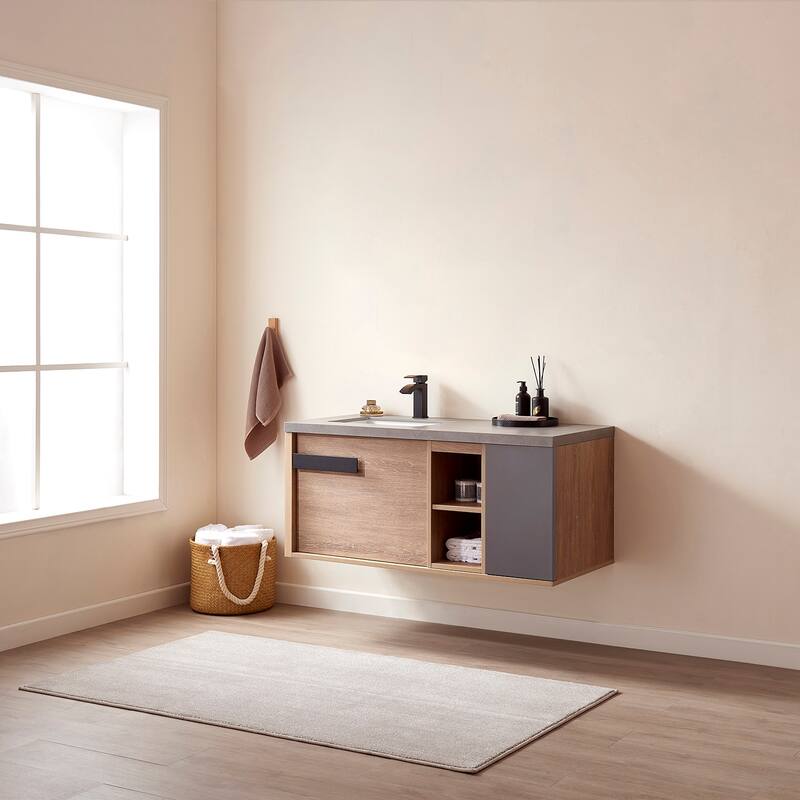 Carcastillo 47" Single Vanity in Oak with Sintered Stone Top