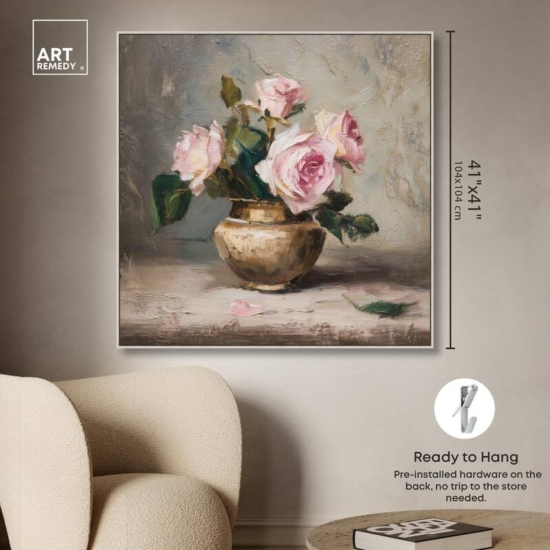 Pink Petals and Brass Canvas by Art Remedy