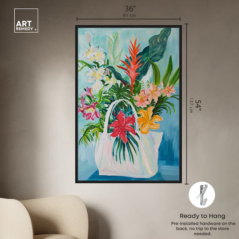 Art Remedy Tropical Flower Bag Framed Flowers In Vase Paintings
