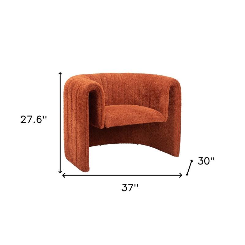 HomeRoots 37" Burnt Orange Sherpa And Upholstered Tufted Arm Chair - 37' X '27.6' X '30
